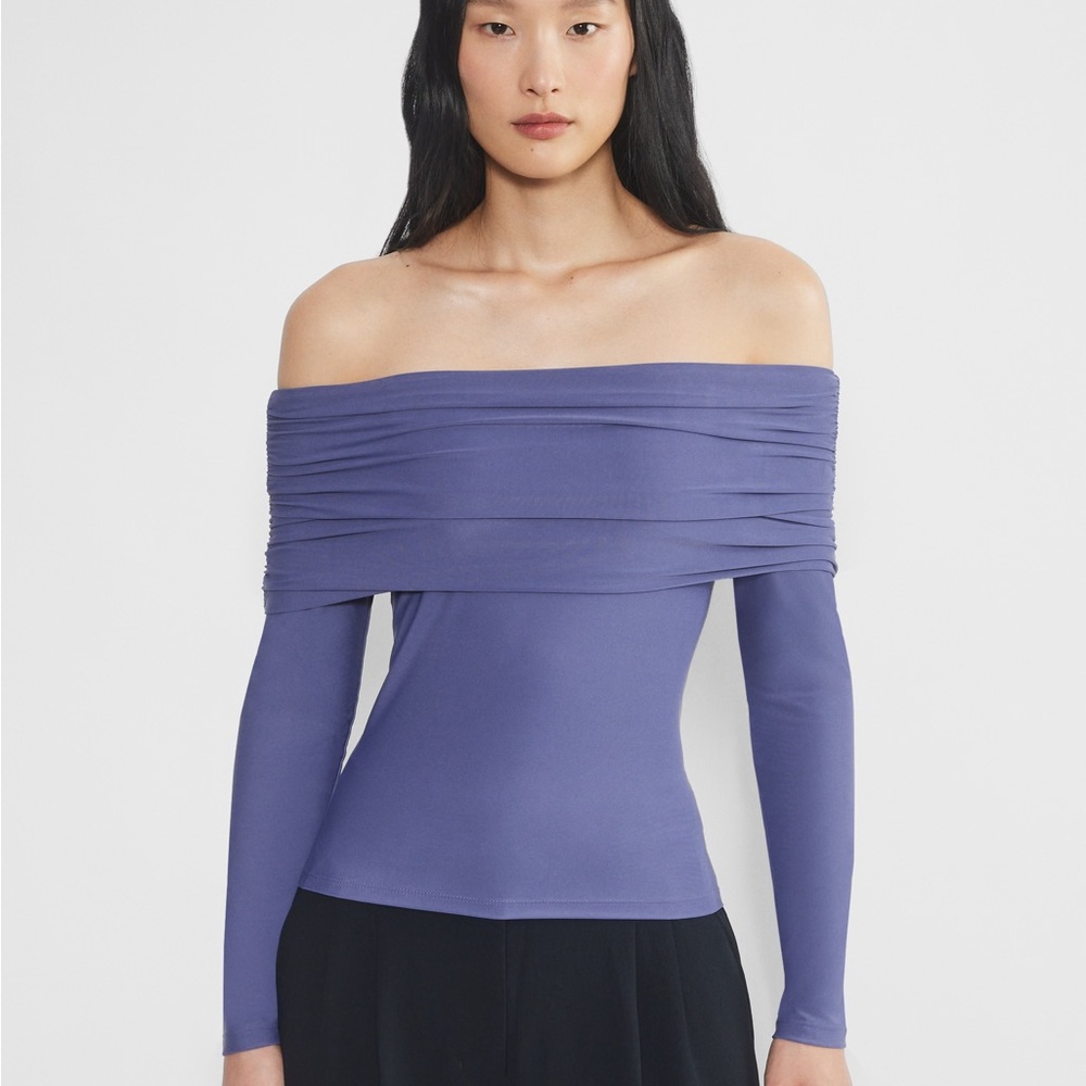 Aritzia Wilfred Lavina Long Sleeve Purple Off-Shoulder Top XL